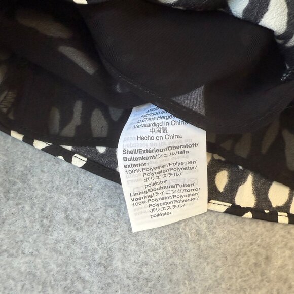 J.Crew Black White Ocelot Animal Print‎ Printed V-Neck 3/4 Sleeve Blouse Size 00 - Picture 11 of 13